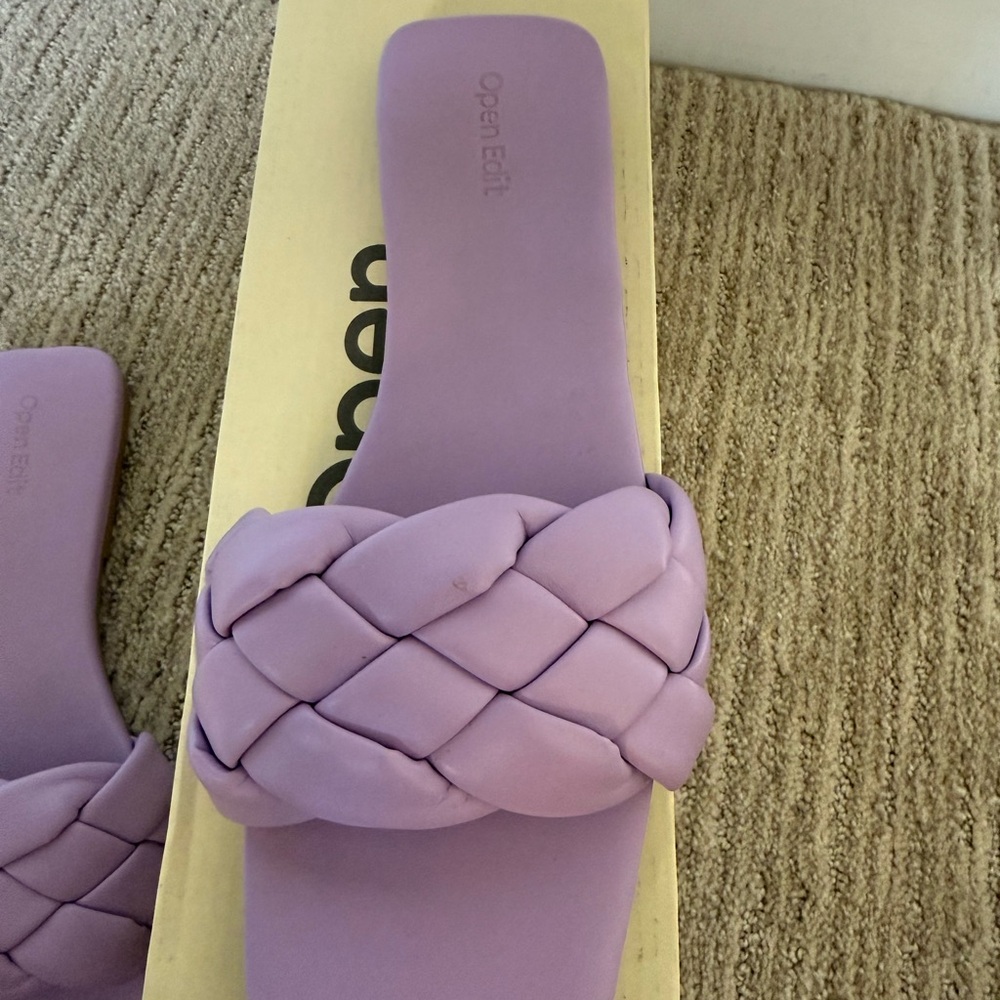 Open Edit Lavender Braided Women's Slippers